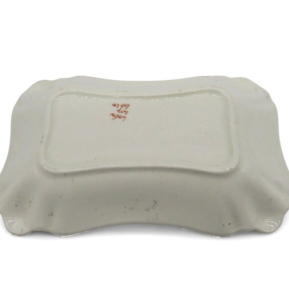 Ceramic Trinket Decorative Dresser Tray Hand-Painted Floral Scalloped Edge Vinta - Picture 10 of 11